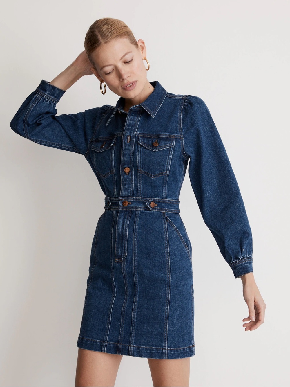 Madewell Indigo Denim Mini Shirt Dress